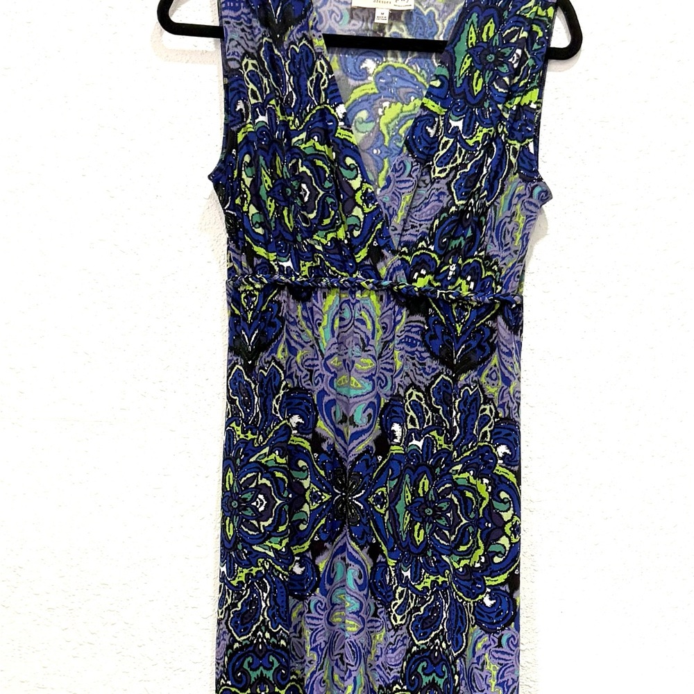 Philosophy Long Sleeveless V-Neck Maxi Dress in Blue and Green Paisley M - Picture 5 of 8